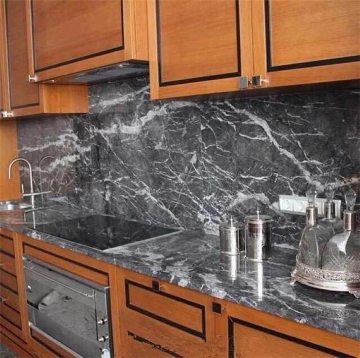 Grigio Carnico Marble kitchen countertop and wall decor